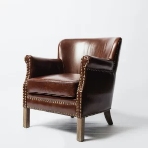 Distressed brown leather chair